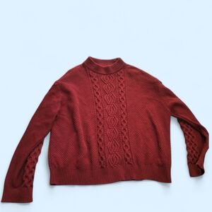 Elegant Cable Knit Sweater - Red
